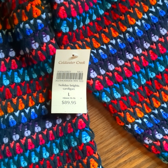 Coldwater Creek NWT Holiday Brights Festive  Cardigan     L - Picture 2 of 4